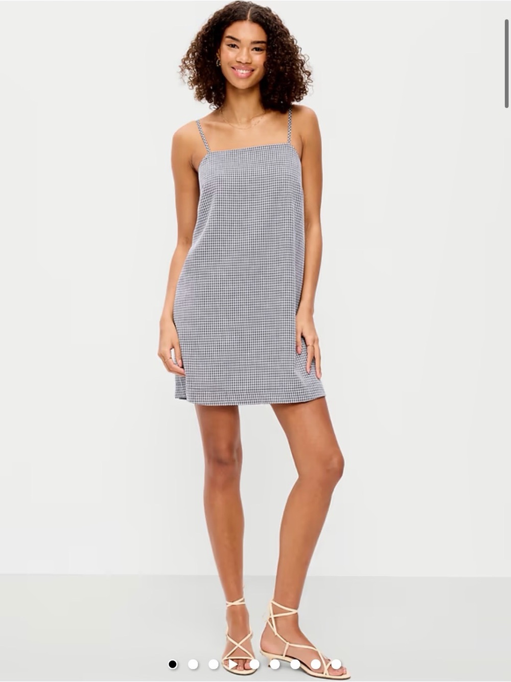 Spaghetti Strap Mini Dress in navy Gingham